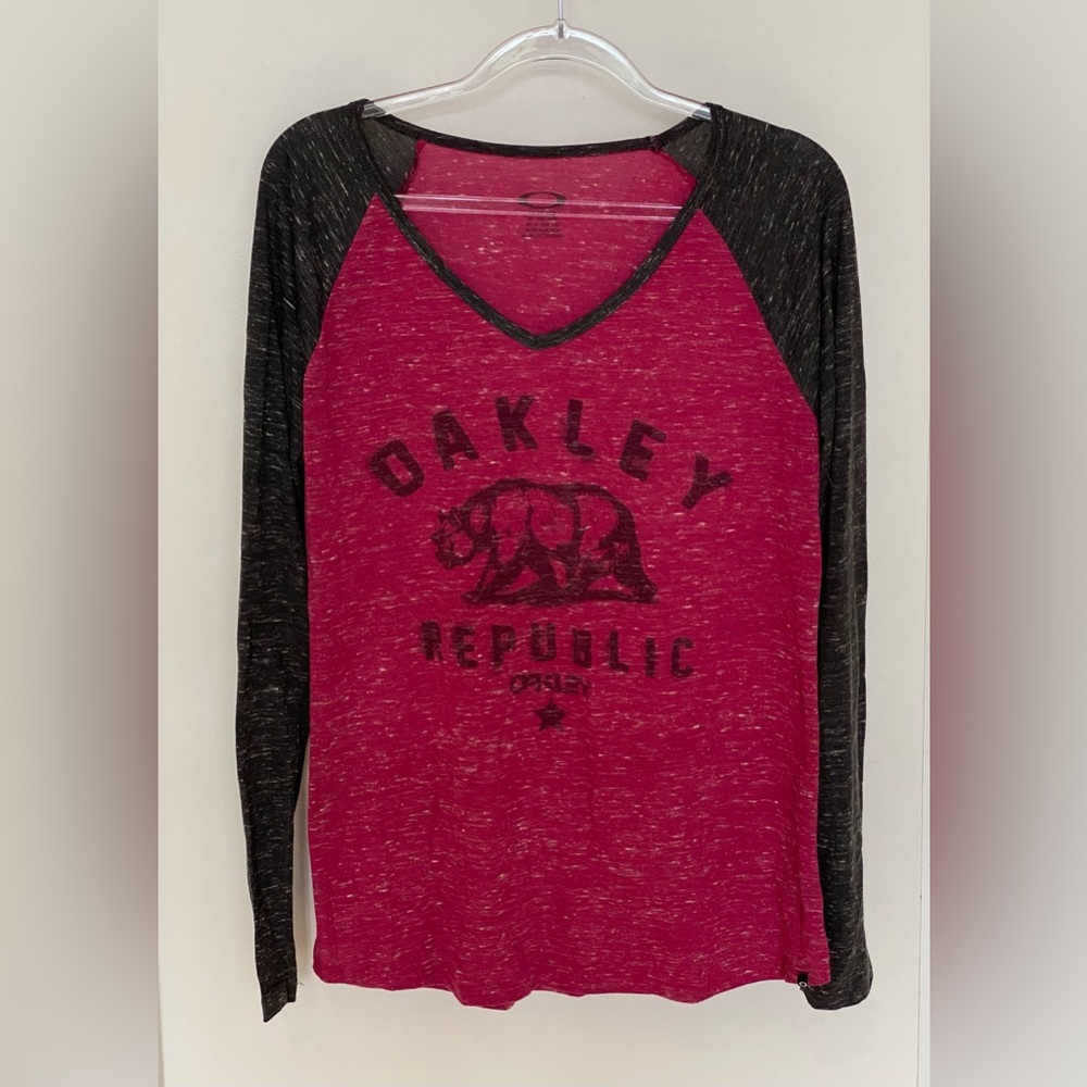 Oakley Pink and Grey Long Sleeve Lightweight Tee